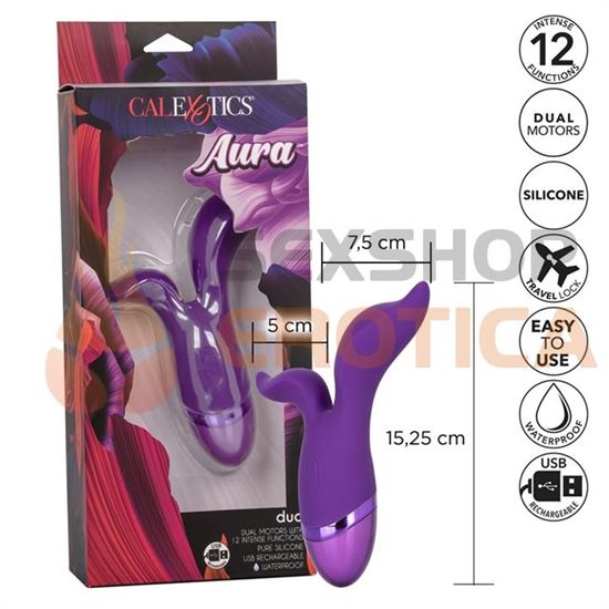 Vibrador con 2 motores y carga USB Aura Duo